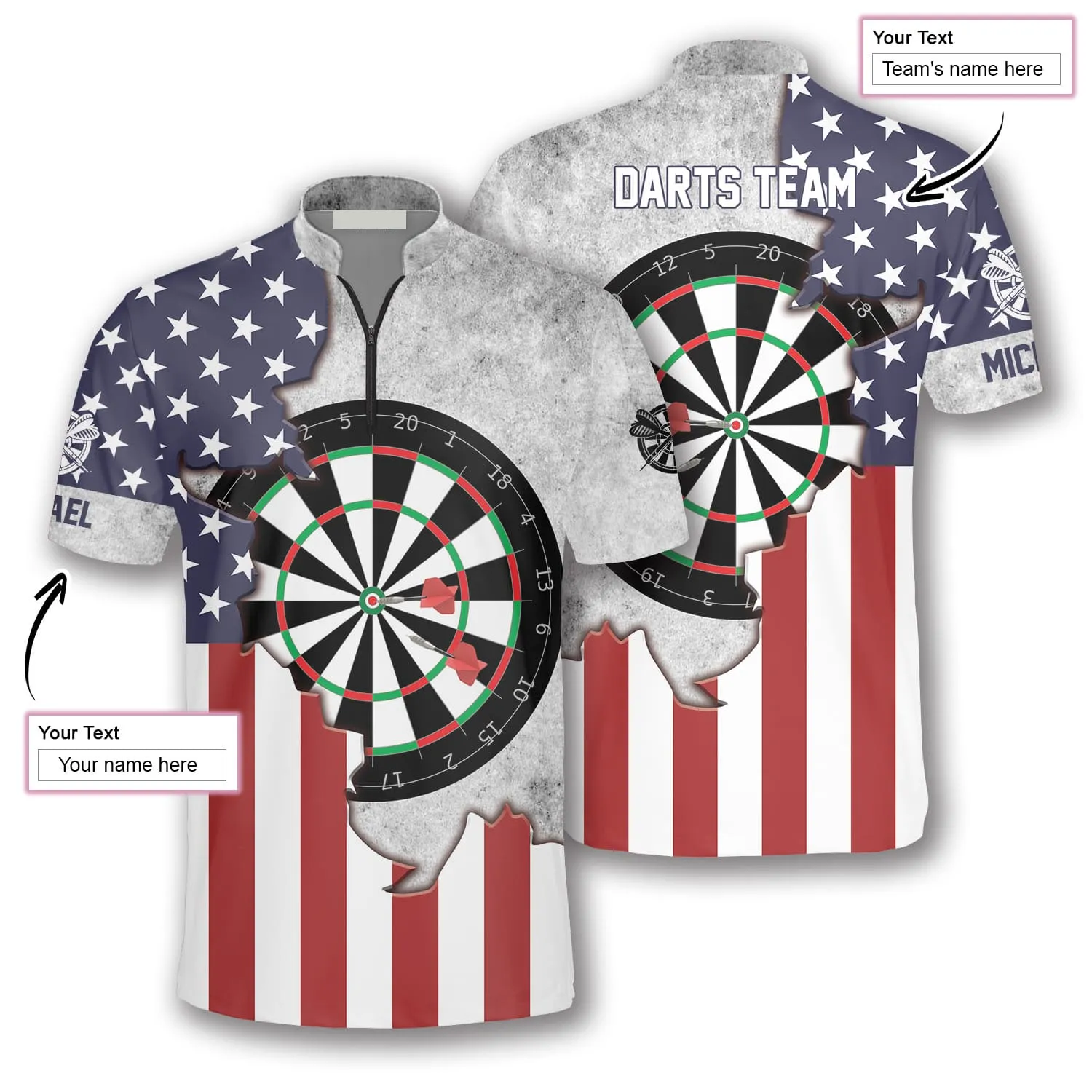 3D American Flag Custom Darts Jerseys For Men, Gift for Dart Player