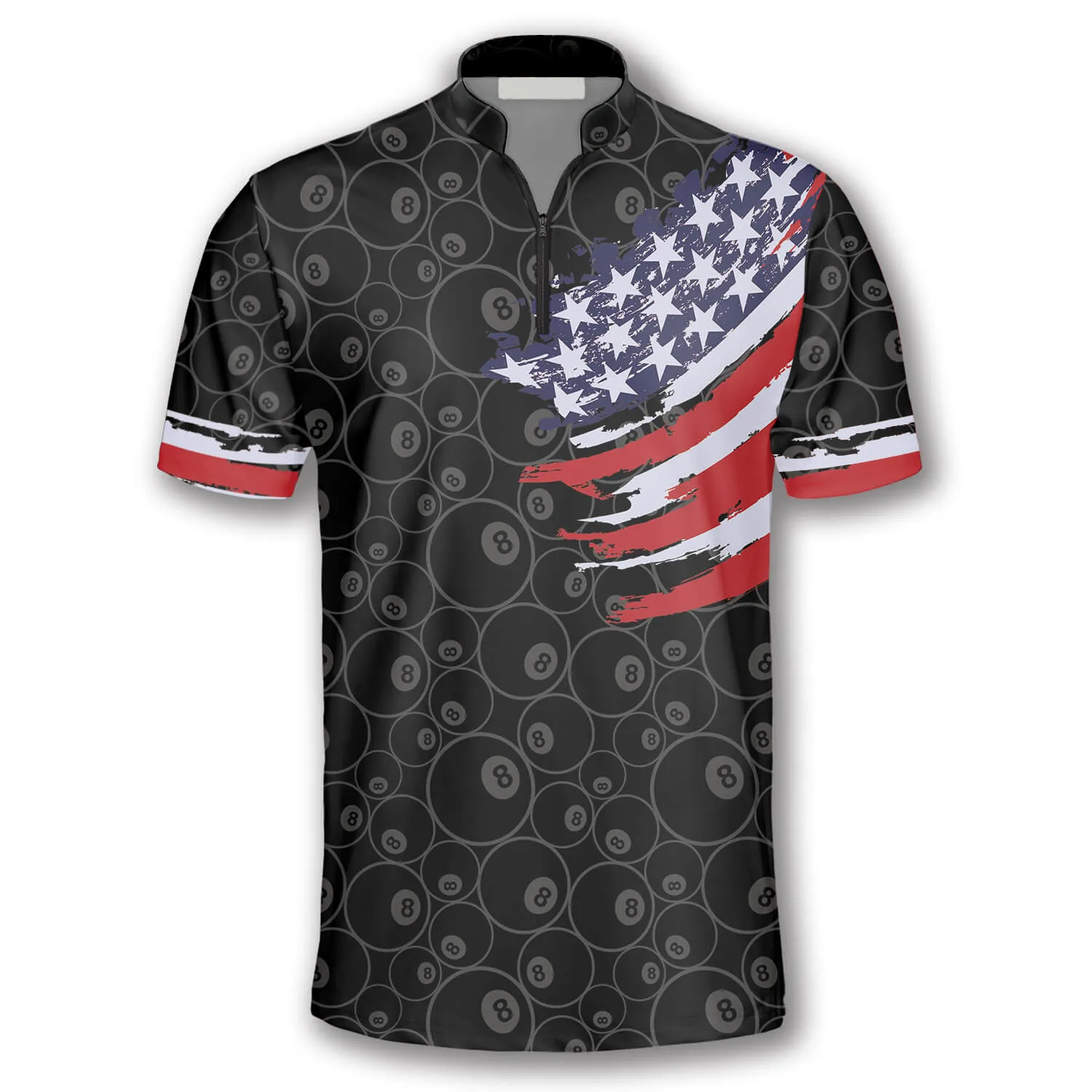 Ball 8 Pattern Trophy Emblem Custom Billiard Jerseys for Men, Billiard Flag Jersey Shirt