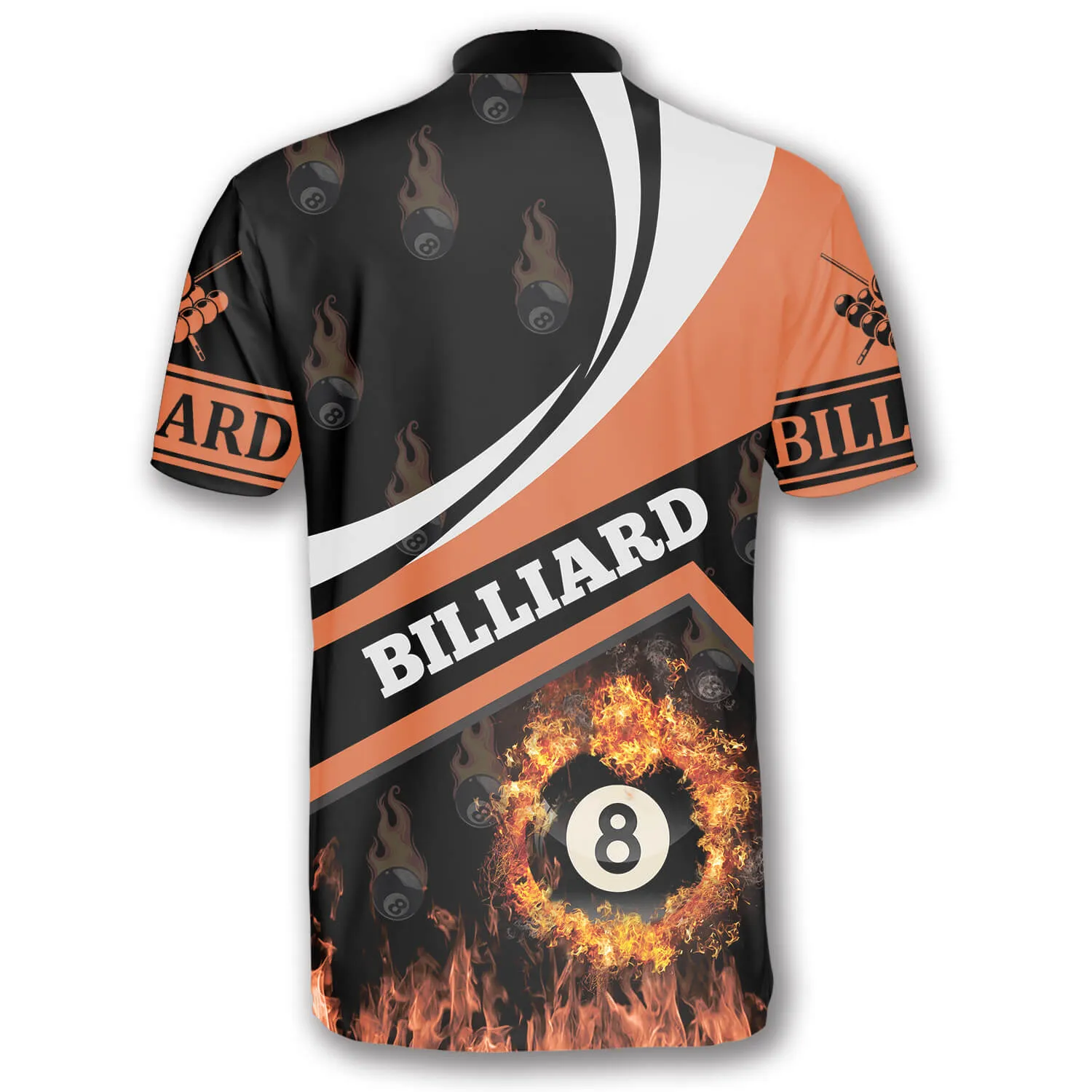 Billiard Fire Flame Orange Custom Billiard Jerseys for Men, Uniform Shirt for Billiard Player