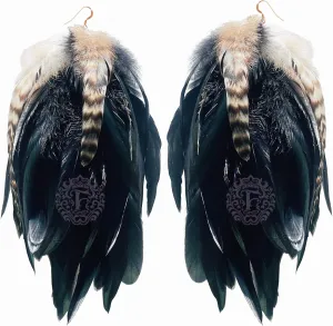 Black Feather Earrings for Women Dangling Nature Feather Earring 6-8 Long Fashmorous