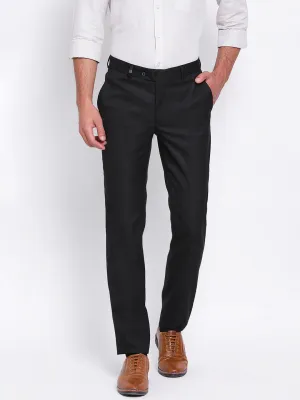 Black Self Design Slim Fit Trouser