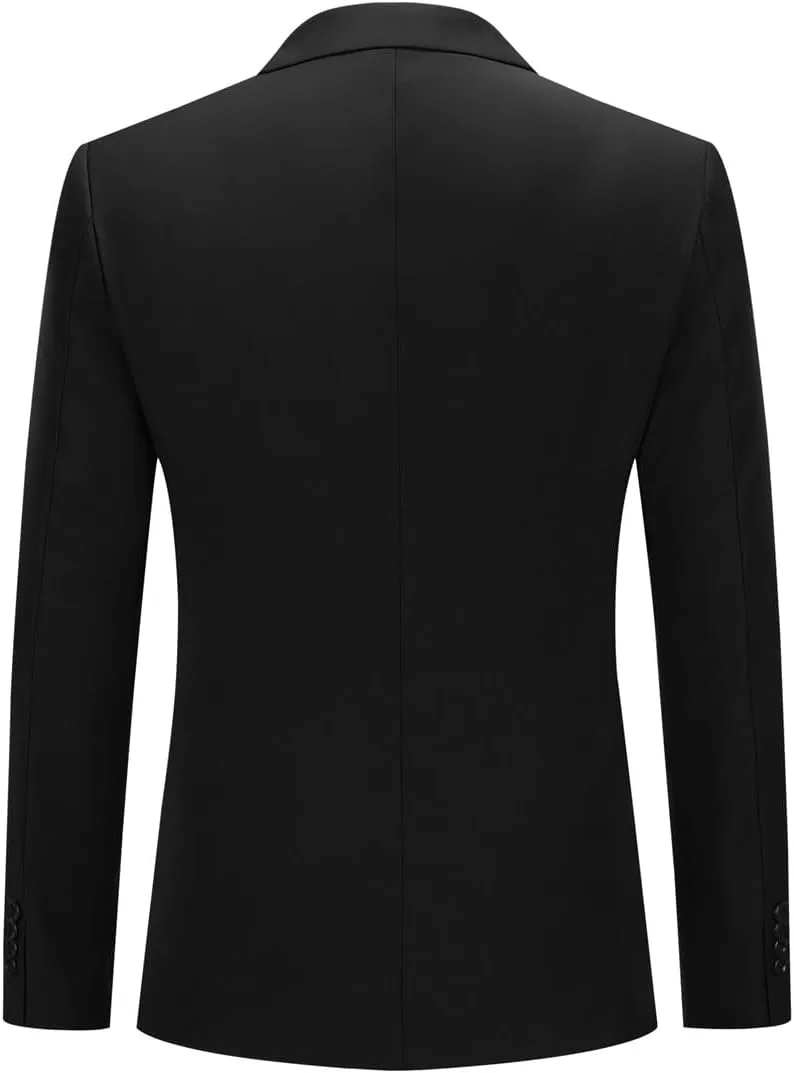 Boyland Mens Solid Color Notched Lapel Double Breasted Suit Jacket Blazer