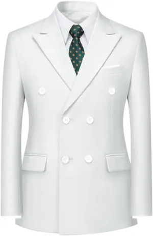 Boyland Mens Solid Color Notched Lapel Double Breasted Suit Jacket Blazer