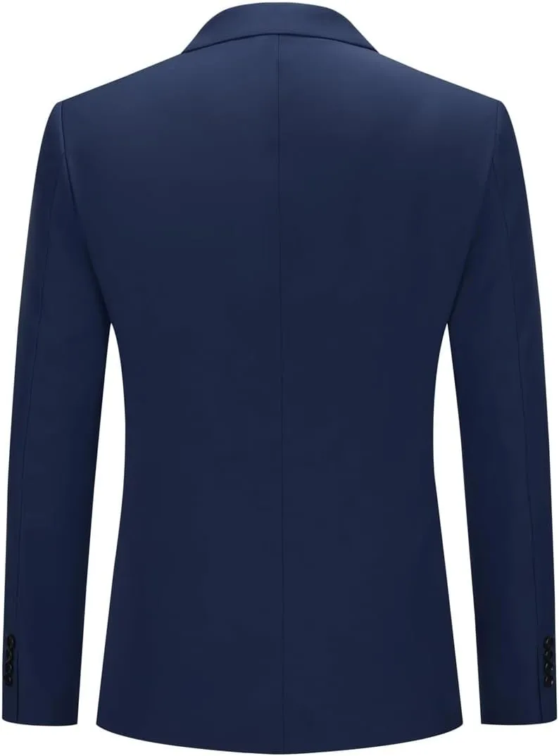 Boyland Mens Solid Color Notched Lapel Double Breasted Suit Jacket Blazer