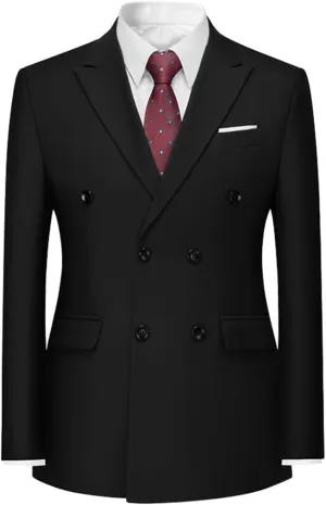 Boyland Mens Solid Color Notched Lapel Double Breasted Suit Jacket Blazer