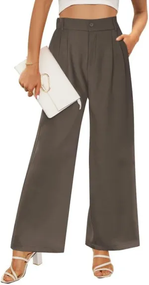 Buauty Wide Leg Dress Pants High Waisted Business Work Casual Pants Suit Long Straight Trousers Dressy Outfits Slacks
