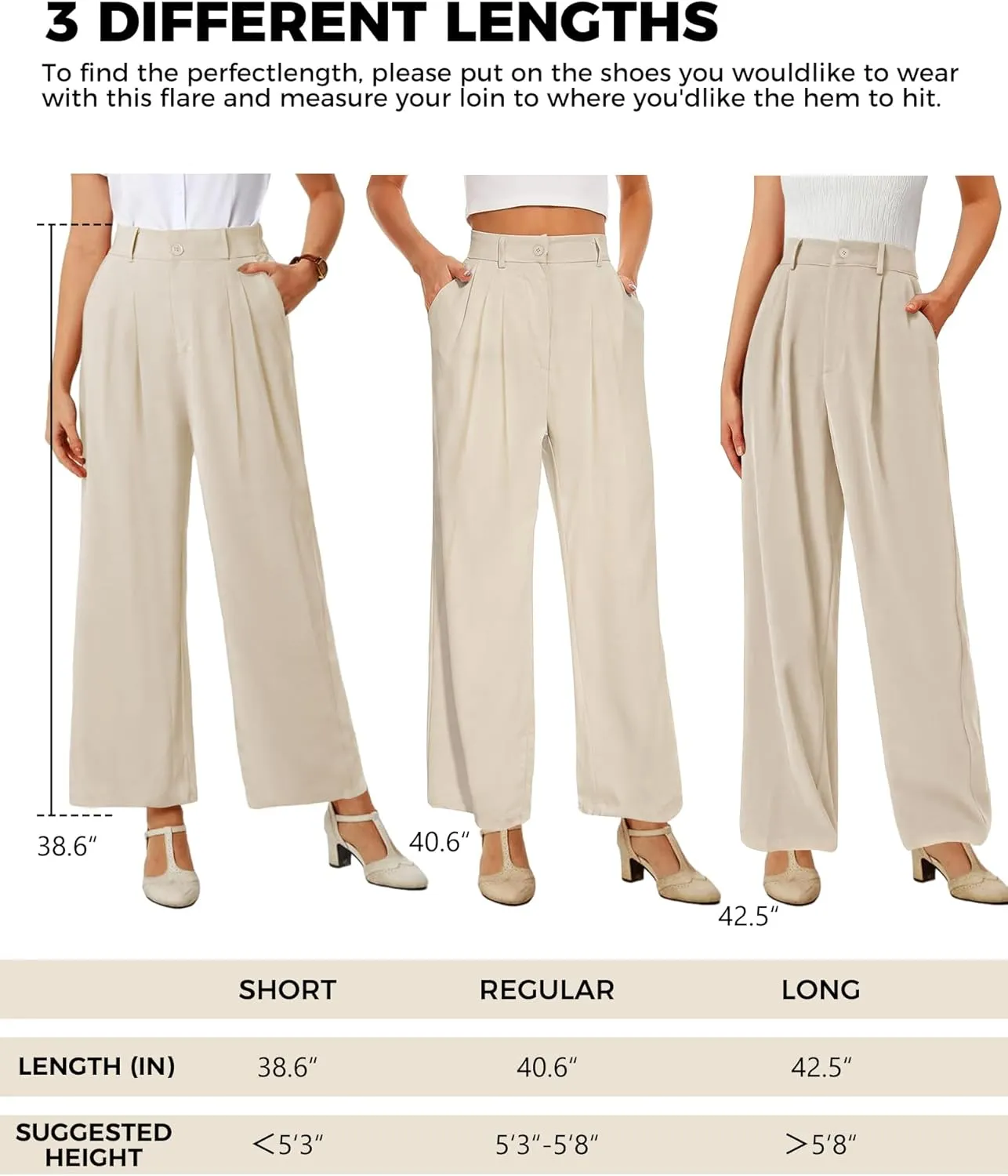 Buauty Wide Leg Dress Pants High Waisted Business Work Casual Pants Suit Long Straight Trousers Dressy Outfits Slacks