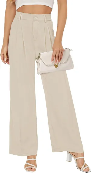 Buauty Wide Leg Dress Pants High Waisted Business Work Casual Pants Suit Long Straight Trousers Dressy Outfits Slacks