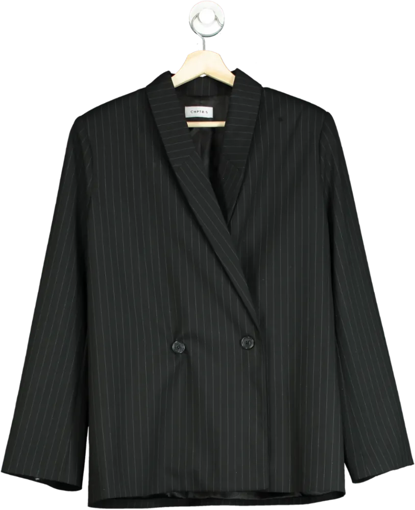 CHPTR-S Black Pinstripe Blazer UK 8