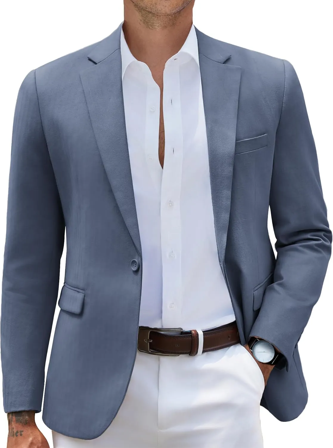 COOFANDY Mens Casual Blazer Navy Sports Coat Slim Fit Lightweight Travel Blazer Wrinkle Free