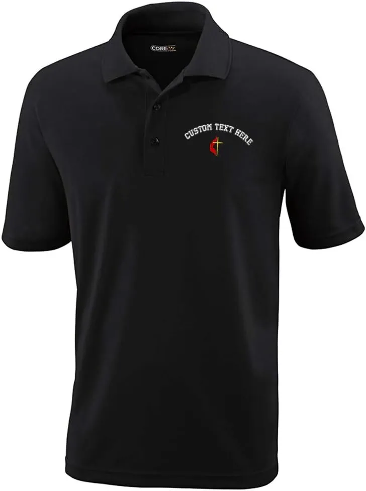 Custom Polo Performance Shirt Methodist Embroidery Design Polyester Golf Shirt for Men Black X Large Personalized Text Here