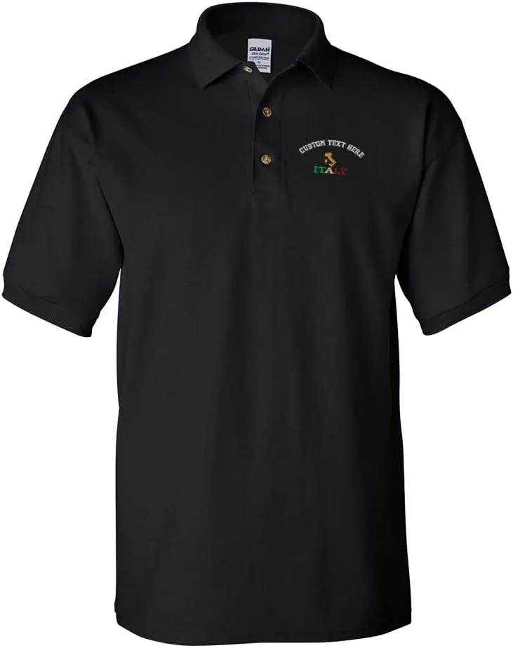 Custom Polo Shirts for Men Italy Italian Map Embroidery Short Sleeves Golf Tees