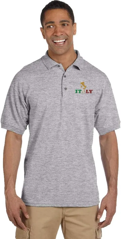 Custom Polo Shirts for Men Italy Italian Map Embroidery Short Sleeves Golf Tees