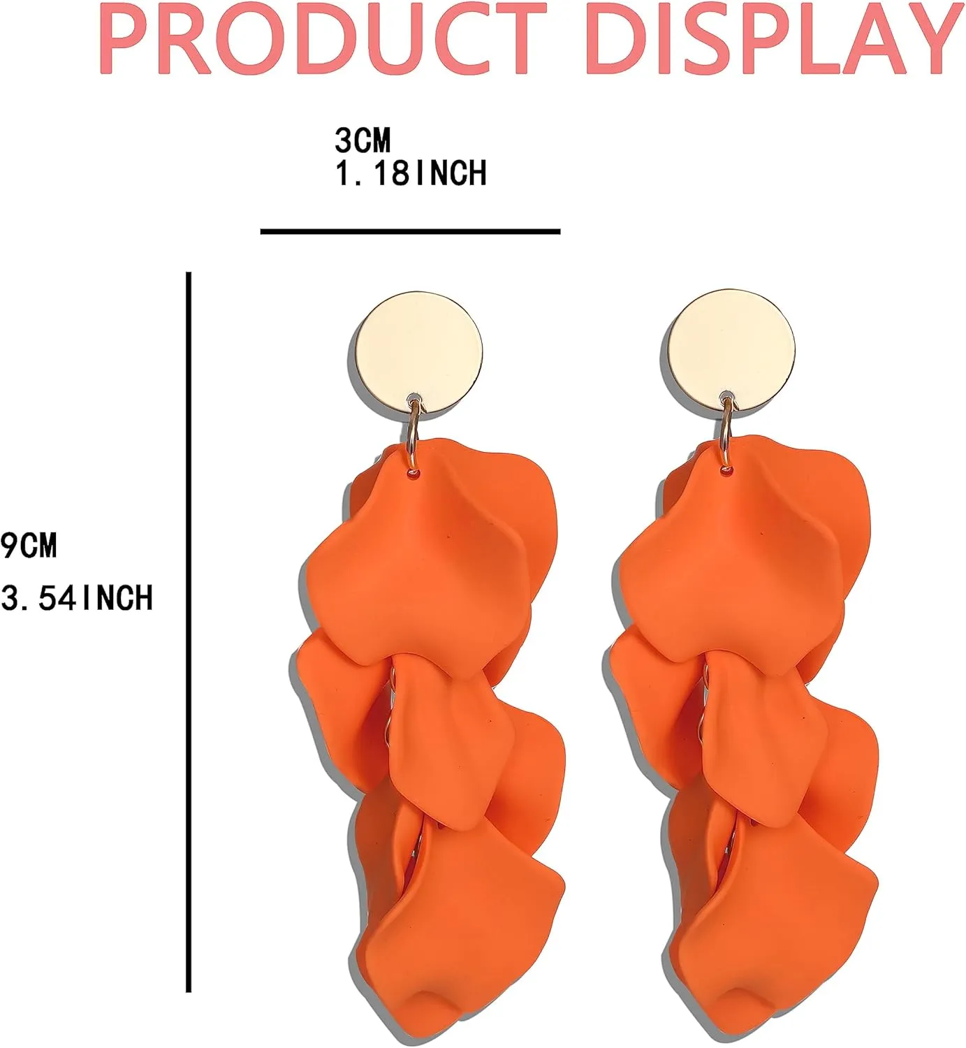 FIBO STEEL Rose Petal Dangle Clip on Earrings Acrylic Earrings Red Earrings for Women Flower White Black Hot Pink Orange Statement Earrings Boho Resin Floral