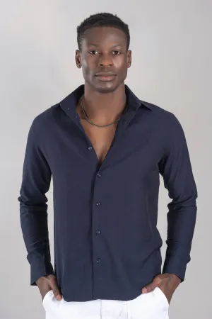 Full Sleeves Navy Blue Colour Shirt