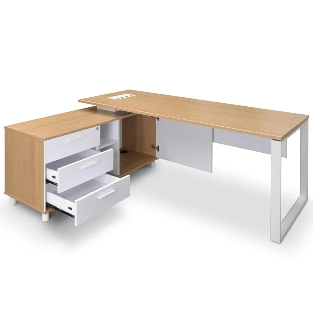 Halo 180cm Executive Office Desk With Left Return - Natural