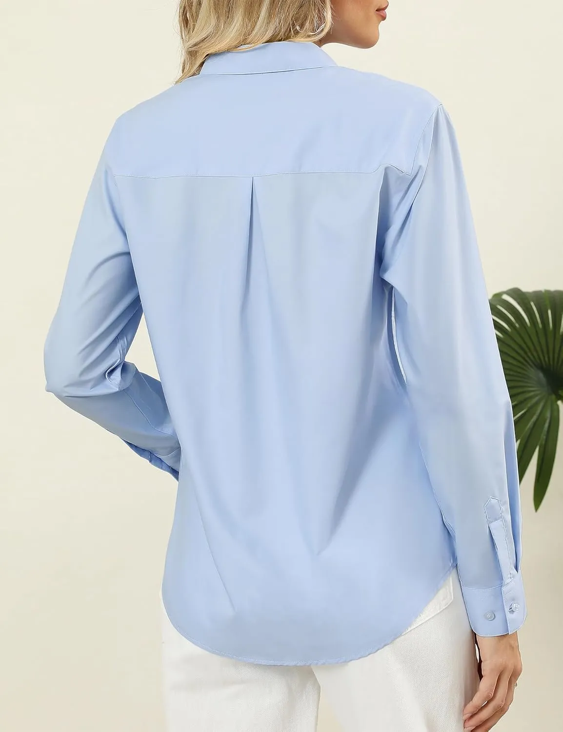 LOMON Button Down Shirt for Women Spring Summer Tops Long Sleeve Business Dressy Casual Blouses Collared Work Outfits Clothes