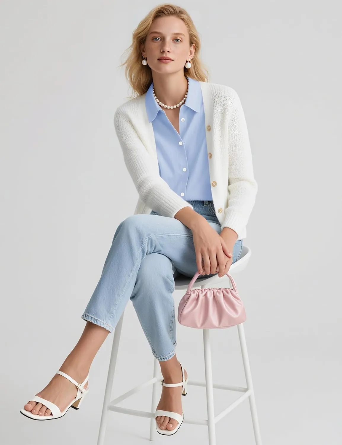 LOMON Button Down Shirt for Women Spring Summer Tops Long Sleeve Business Dressy Casual Blouses Collared Work Outfits Clothes