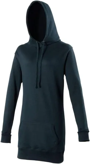 MA ONLINE Girlie Long Length Longline Hooded Hoodie Womens Long Sleeve Casual Sweatshirt (New French Navy Large)