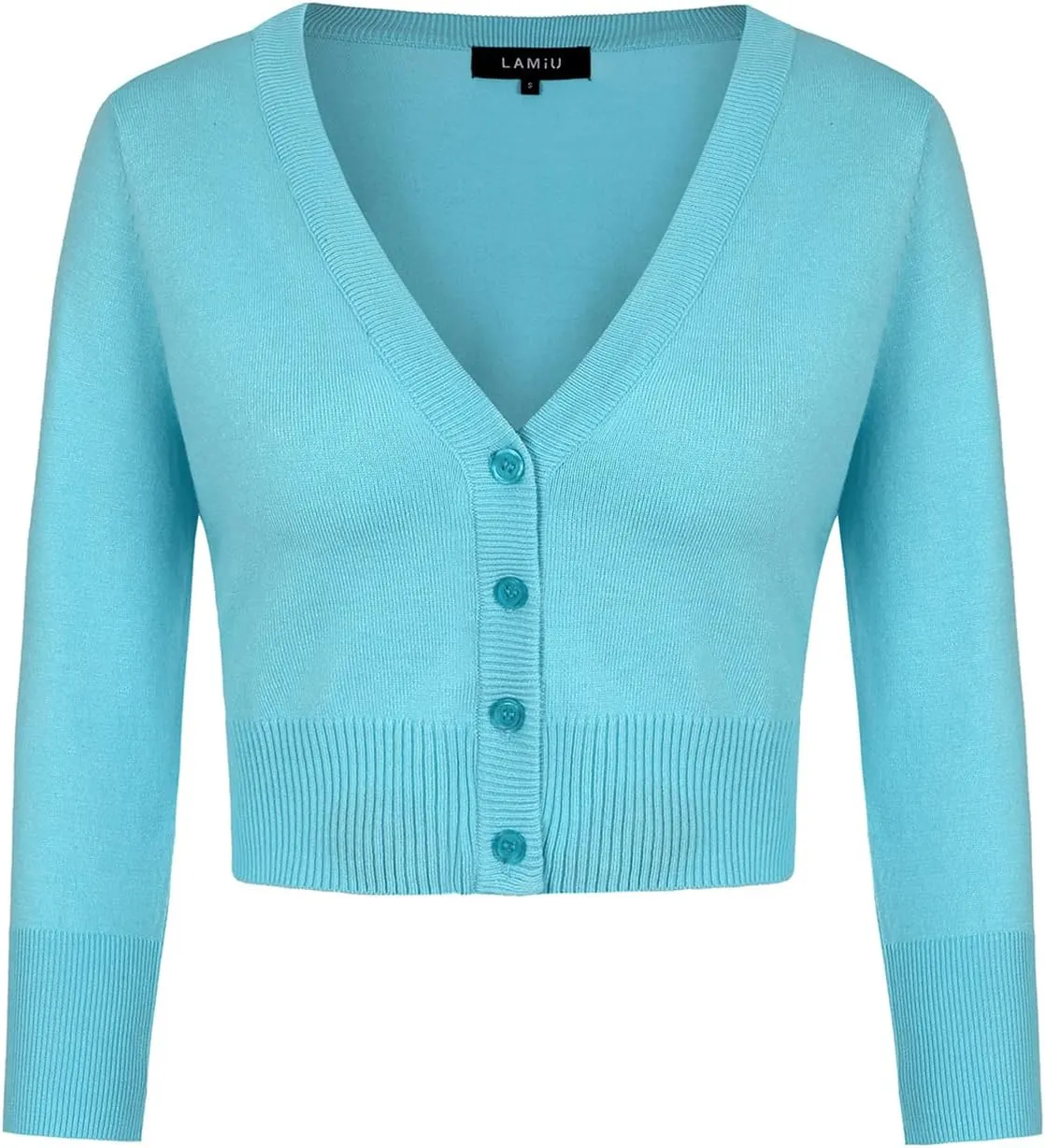 MINTLIMIT Women's Cropped Shrug Bolero 3/4 Sleeve Button Down Cardigan Sweater