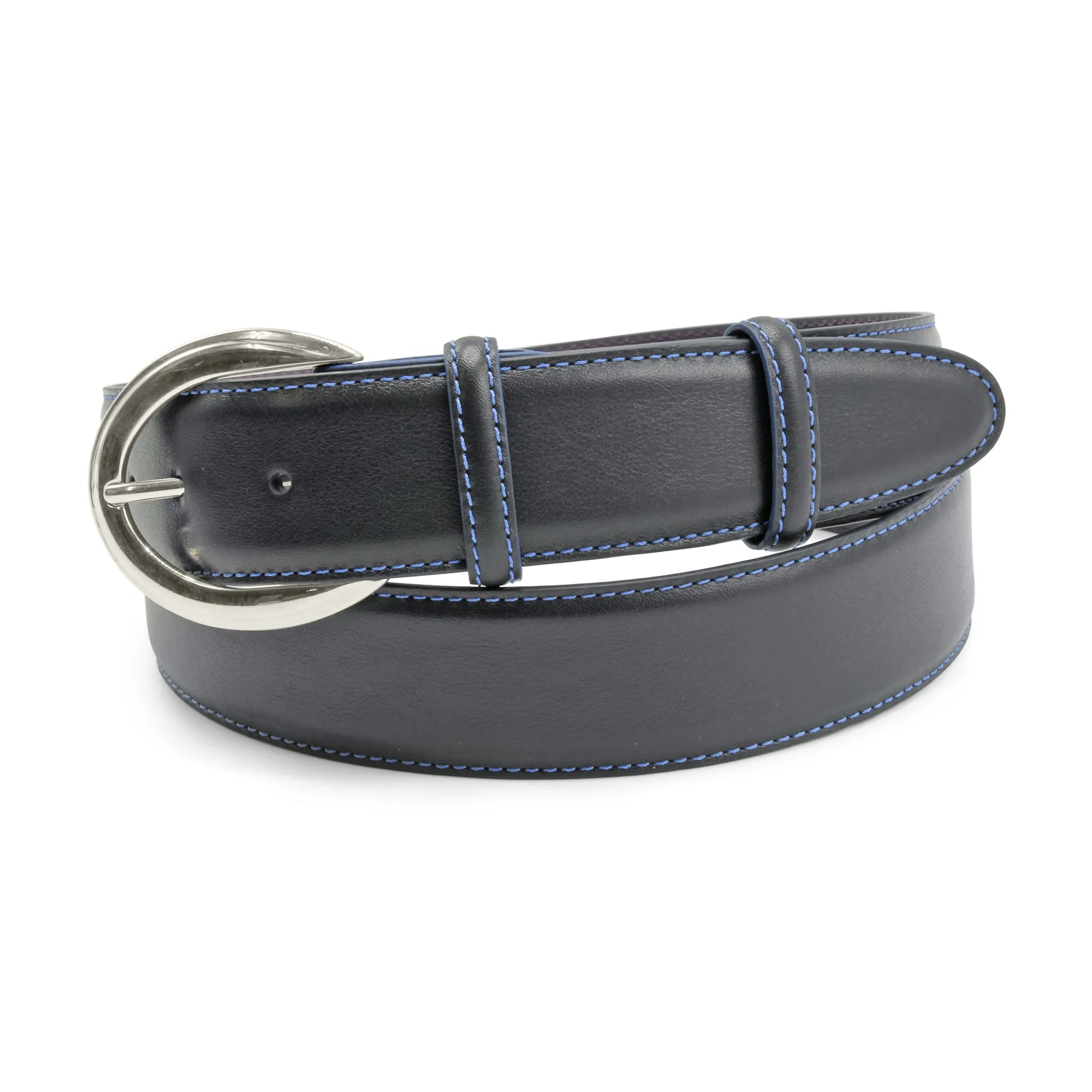 Navy/Celeste Contrast Detail Flat C Prong Belt