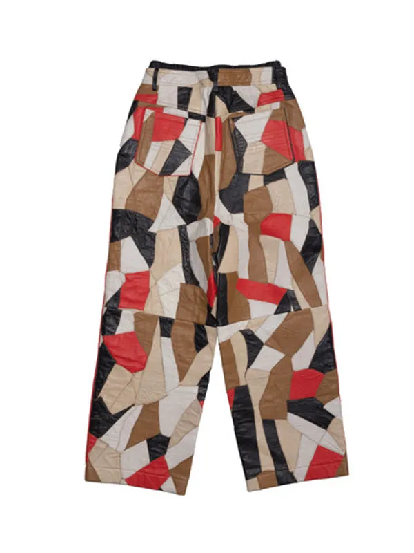 Patch Leather Trousers - Multi
