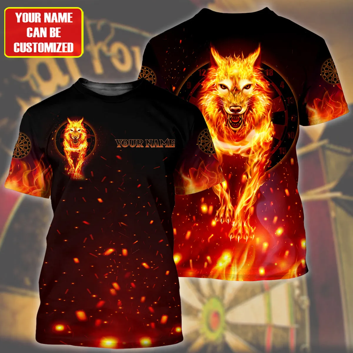 Personalized Name Darts Wolf All Over Printed Polo Shirt, Dart Shirt, Dart Player Polo Shirt