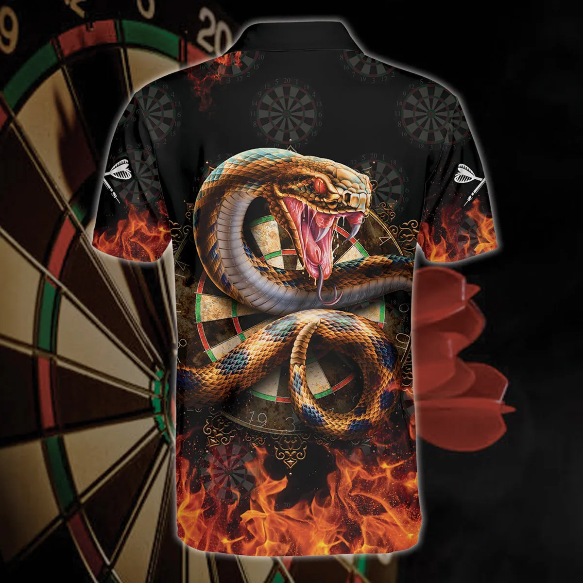 Personalized Name Snake Darts All Over Printed Unisex Polo Shirt, Idea Gift for Dart Player