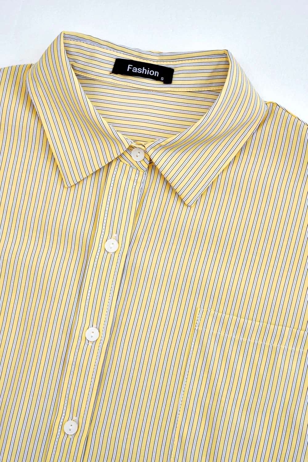 PRETTYGARDEN Striped Shirts Button Up Tops for Women 2025 Summer Short Sleeve V Neck Dressy Casual Blouse