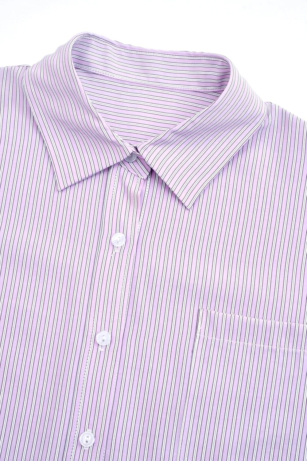 PRETTYGARDEN Striped Shirts Button Up Tops for Women 2025 Summer Short Sleeve V Neck Dressy Casual Blouse