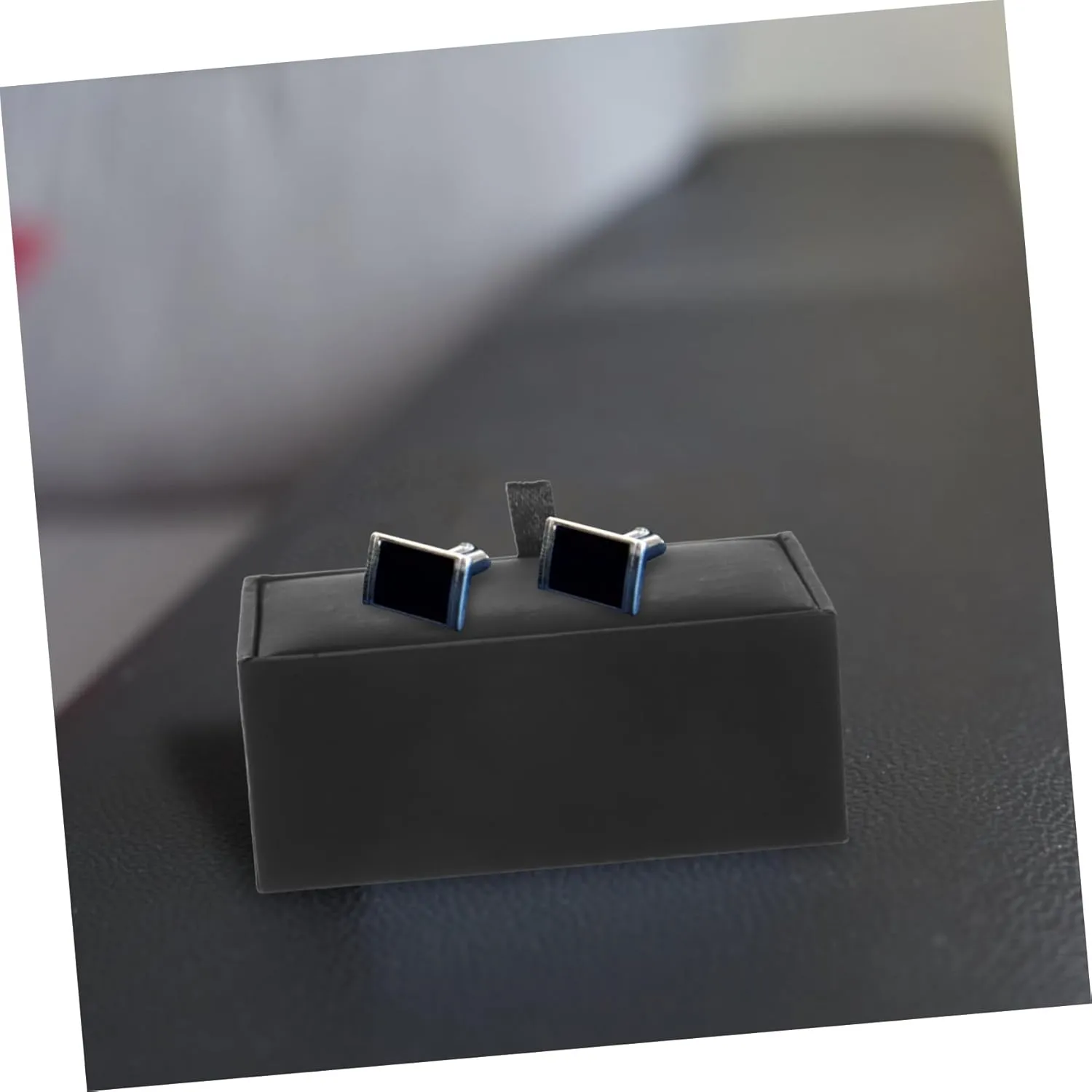PRETYZOOM 2pcs Box Elegant Jewelry Box Small for Cufflinks Jewelry Holder Organizer Black Packaging