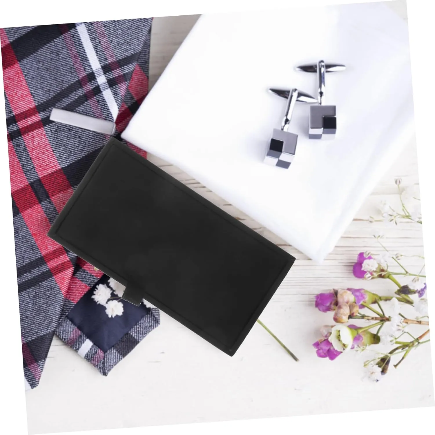 PRETYZOOM 2pcs Box Elegant Jewelry Box Small for Cufflinks Jewelry Holder Organizer Black Packaging