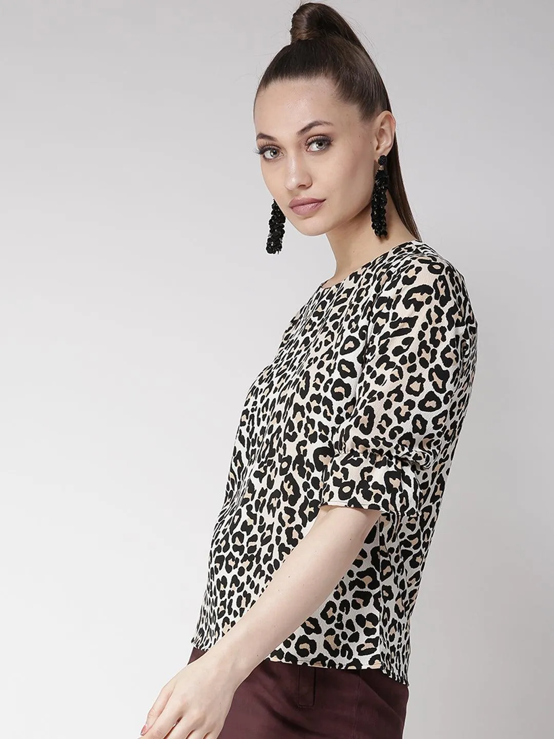 Style Quotient Women White And Multi Stripe Printed Polyester Smart Casual Top