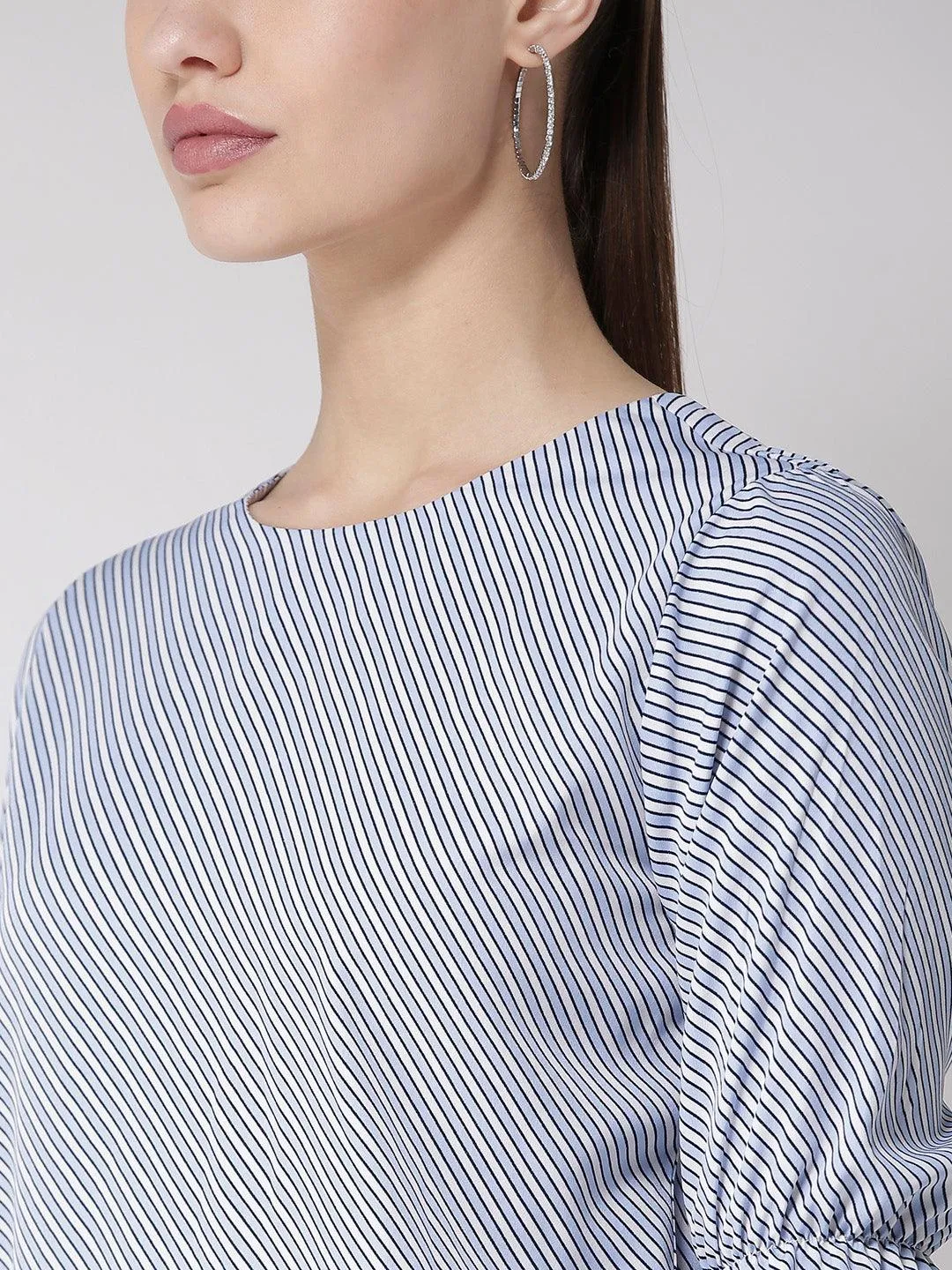Style Quotient Women White And Multi Stripe Printed Polyester Smart Casual Top
