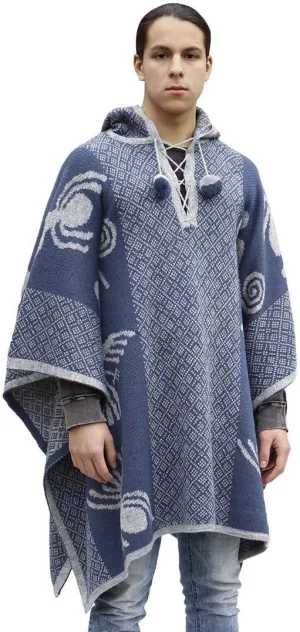 Thick Alpaca Blend Alpaca Wool Poncho For Women Men Cloak Cape Unisex Nazca Lines Design