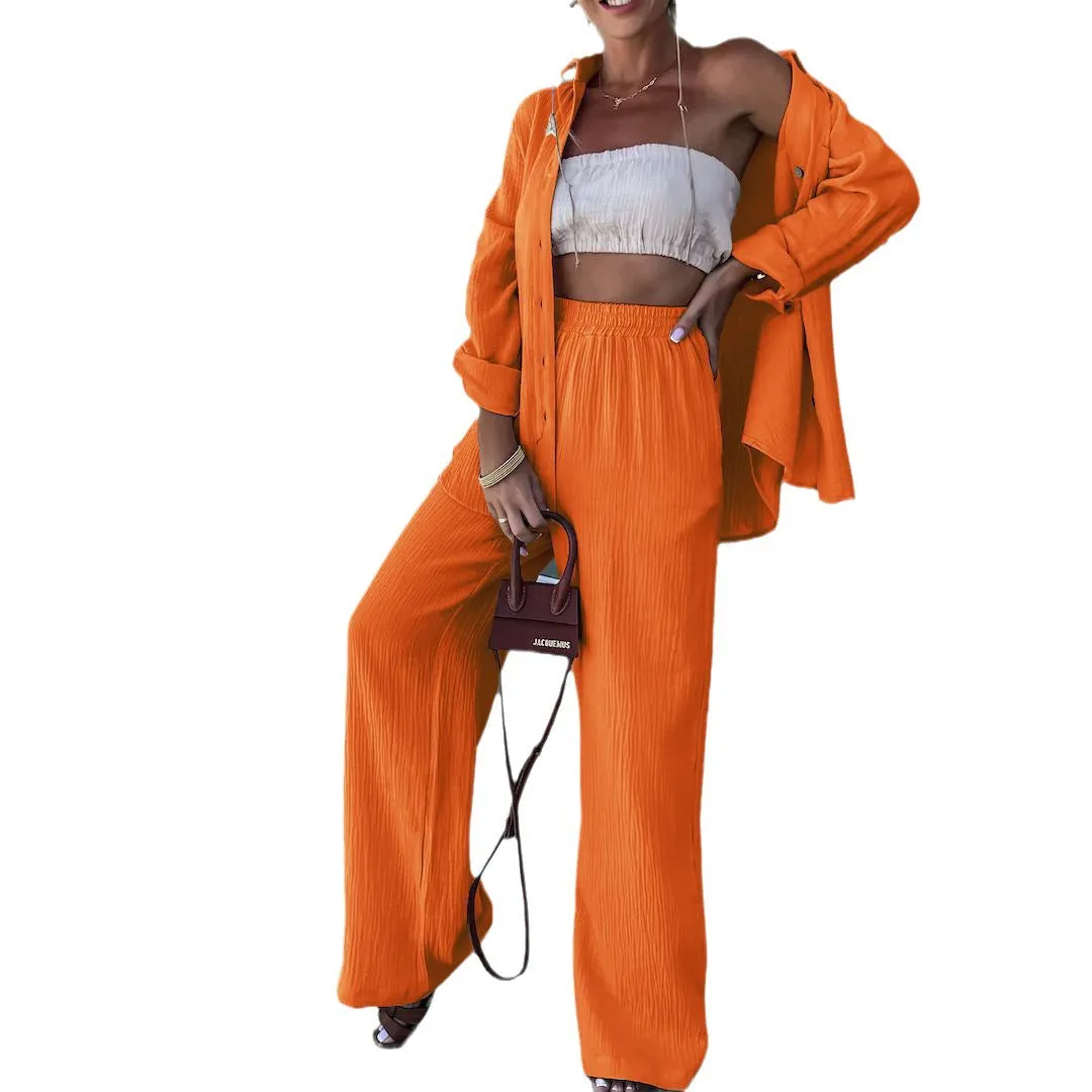 Turn-Down Collar Long Sleeve Stylish Suit