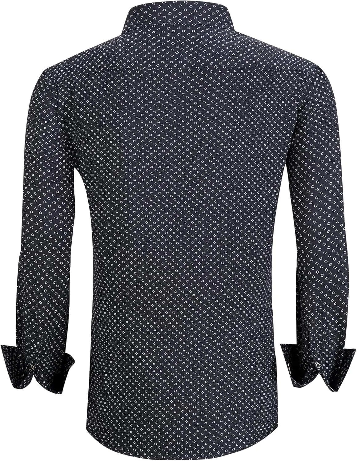 WARHORSEE Mens Casual Button Down Dress Shirts Long Sleeve 4-Way Stretch Collared Printed Business Work Shirt