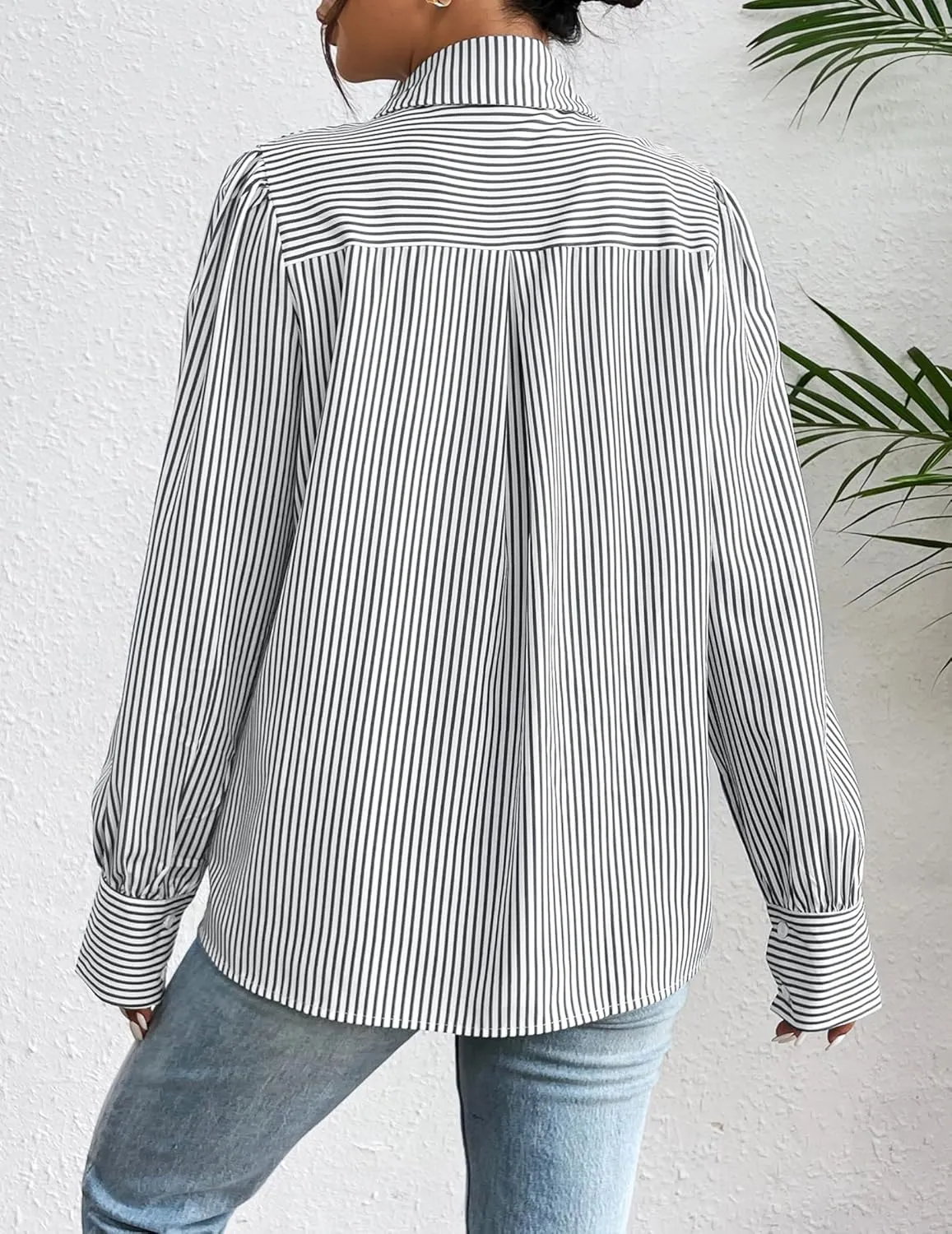 Zeagoo Womens Shirts Button Down Printed Lantern Long Sleeve Blouse Fashion Casual Tops 2025